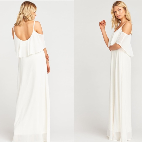 NWT Show Me Your MuMu Caitlin Ruffle Maxi Dress in White Size Medium - Picture 1 of 6